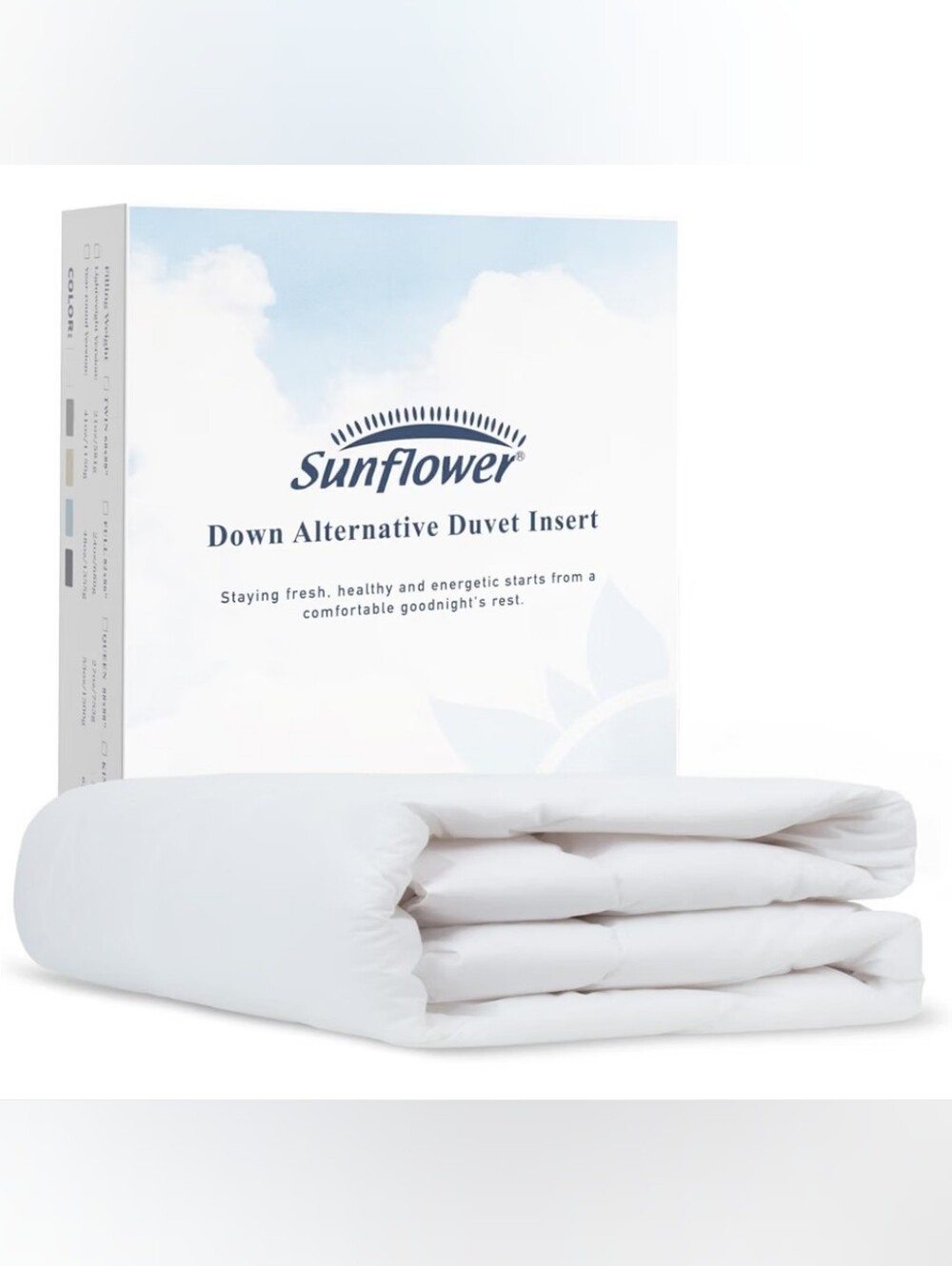 Sunflower White Down Alternative Duvet Insert Twin Size 68x88 Cotton